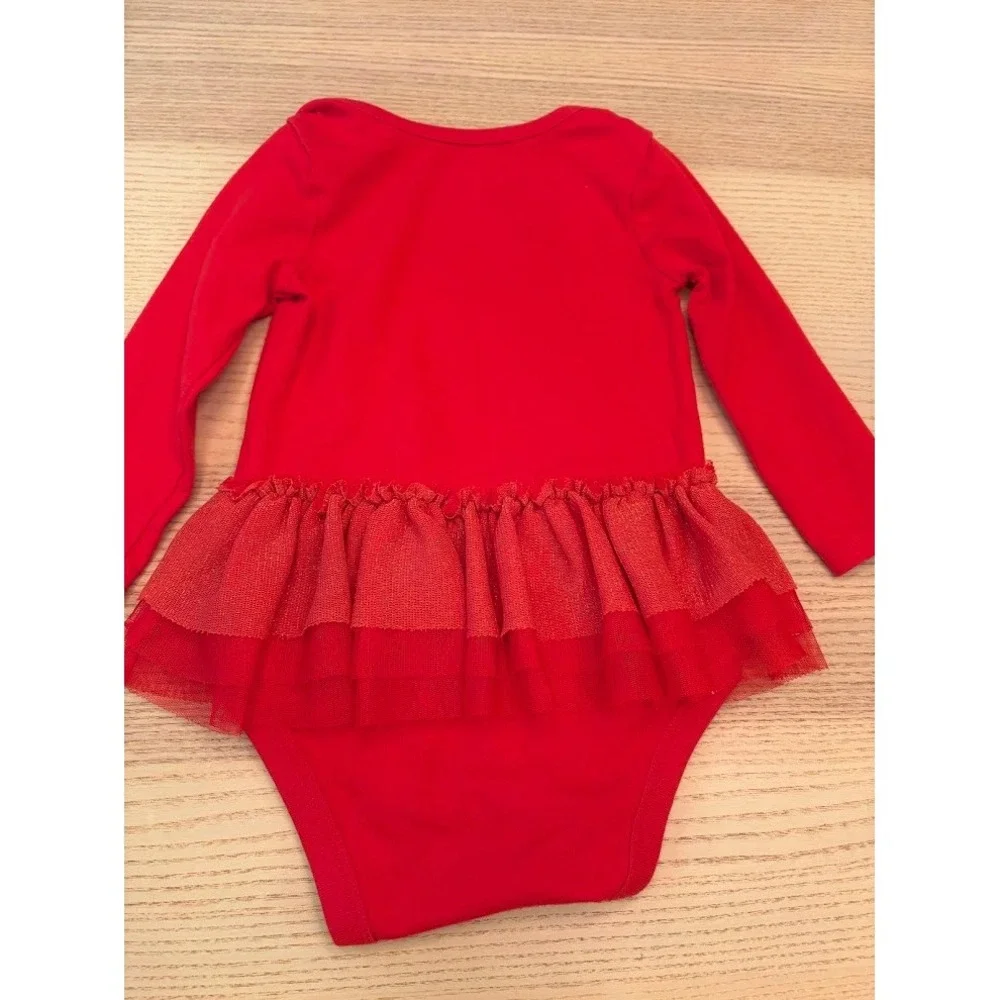 Carter's Baby Girl Red Peace & Love Floral Tutu Bodysuit Dress 6-9 Months